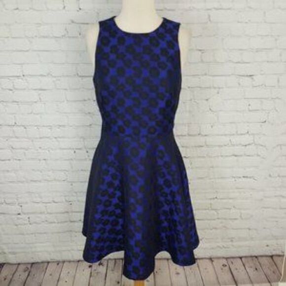 CECE Selena Leopard Blue Black Sleeveless Dress 4 - Picture 5 of 8